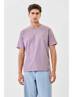 Snitch - Men Lavender Solid Half Sleeves Regular T-shirt