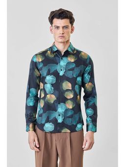 Snitch - Men Navy Blue Printed Full Sleeves Casual Luxe Shirt