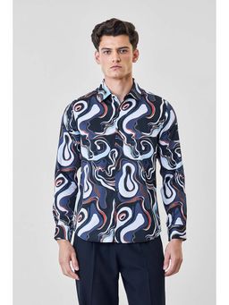 Snitch - Men Multi-Color Abstract Full Sleeves Luxe Shirt