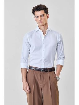 Snitch - Men White Self-Design Full Sleeves Slim Formal Luxe Shirt