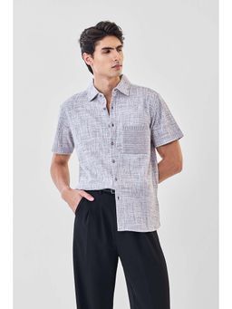 Snitch - Men Purple Textured Half Sleeves Regular Casual Shirt