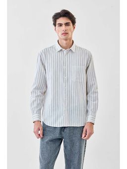 Snitch - Men Off White Stripes Full Sleeves Regular Casual Shirt