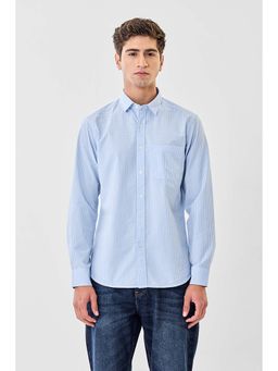 Snitch - Men Light Blue Checks Full Sleeves Slim Fit Shirt