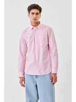 Snitch - Men Pink Checks Full Sleeves Slim Fit Shirt