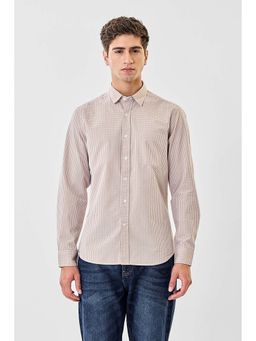 Snitch - Men Brown Checks Full Sleeves Slim Fit Shirt