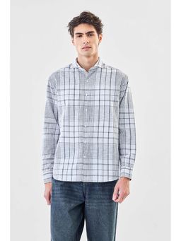 Snitch - Men White Checks Full Sleeves Regular Casual Shirt