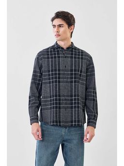 Snitch - Men Black Checks Full Sleeves Regular Casual Shirt