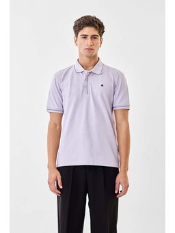 Snitch - Men Lavender Solid Half Sleeves Regular Polo T-shirt