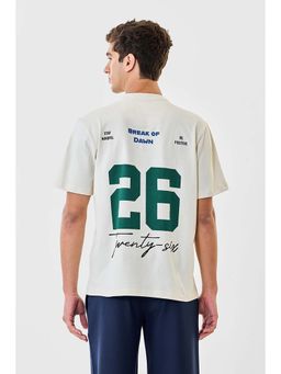 Snitch - Men Off White Typography Half Sleeves Casual T-shirt