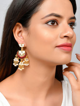 Silvermerc Designs - Gold Plated Yashvi Chandabali Earrings
