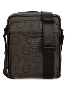 Guess - Brown PVC Printed MEN Cross Body