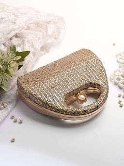 Toobacraft - Handicraft Women Bling Box Clutch Bag Gold Chata Fold 2