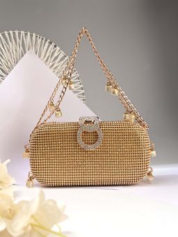 Toobacraft - Handicraft Women Bling Box Clutch Bag Gold Chata Olympic