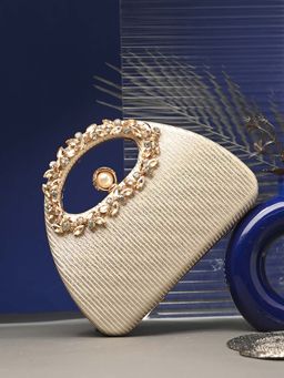 Toobacraft - Handicraft Women Bling Box Clutch Bag Gold Lining Handle Chain Fold 2