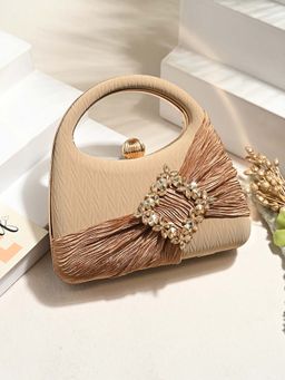 Toobacraft - Handicraft Women Bling Box Clutch Bag Gold Mat W Buckle Fold 1