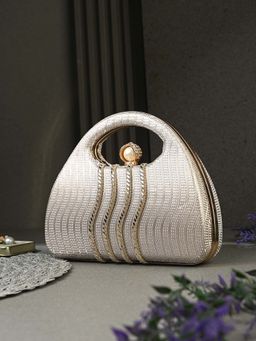 Toobacraft - Handicraft Women Bling Box Clutch Bag Gold Waves Piping Fold 2