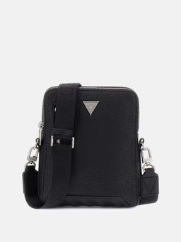 Guess - Black PU Solid MEN Cross Body with Detachable Strap