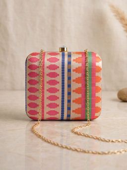 ARTKLIM - Ethnic Multicolor Printed Embroidered Clutch For Women With Detachable Strap