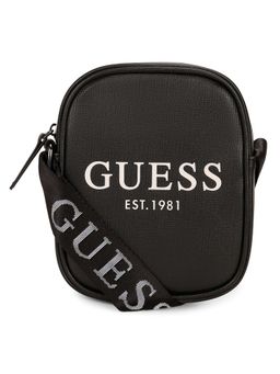 Guess - Black PVC Printed MEN Cross Body Bag