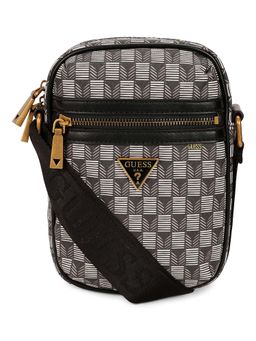Guess - Grey PU Printed MEN Cross Body Bag