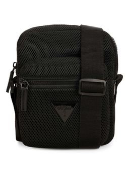 Guess - Black Polyester Self Design MEN Cross Body
