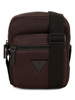 Guess - Maroon Polyester Self Design MEN Cross Body