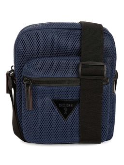 Guess - Navy Polyester Self Design MEN Cross Body