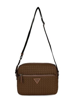 Guess - Brown PVC Woven Design MEN Cross Body