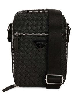 Guess - Black PVC Woven Design MEN Cross Body