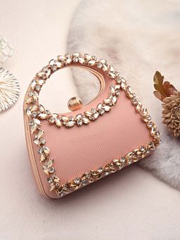 Toobacraft - Handicraft Women Bling Box Clutch Bag Pink Lining Mat F Chain Fold 1
