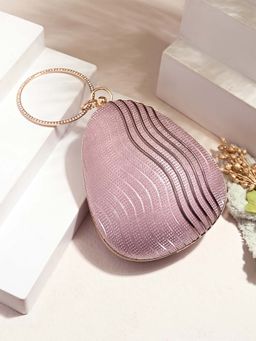 Toobacraft - Handicraft Women Bling Box Clutch Bag Pink Piping Waves Drop
