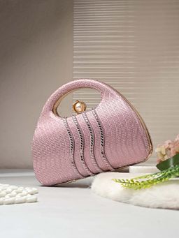 Toobacraft - Handicraft Women Bling Box Clutch Bag Pink Waves Piping Fold 2