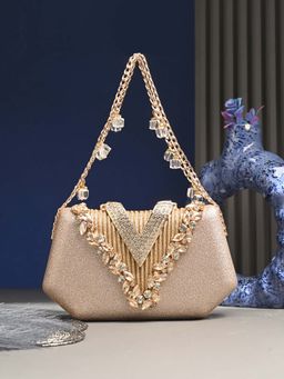 Toobacraft - Handicraft Women Bling Box Clutch Bag RG Metal Necklace V