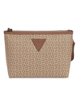 Guess - Beige PVC Printed MEN Pouch