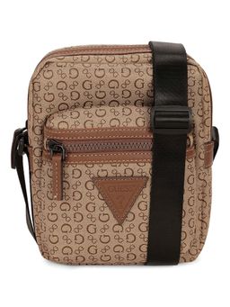 Guess - Beige PVC Printed MEN Cross Body Bag