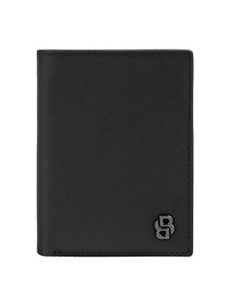 Hugo Boss - Card holder with flap and money pocket Double B Saffiano Black