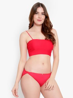 BRACHY - Women Red Lightly Padded Spaghetti Bralette with Panty (Set of 2)