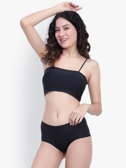 BRACHY - Women Black Lightly Padded Spaghetti Bralette with Panty (Set of 2)