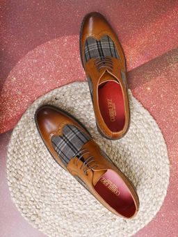Cobblerz - Men Tan Wingtip Colourblock Derbies