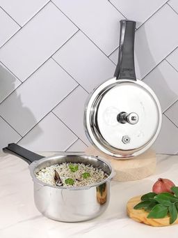 VINOD - Platinum Triply Stainless Steel Outer Lid Pressure Cooker - 1.5 L