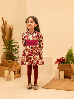 Bibbity Bobbity - Amalia Maroon Floral Knee Length Dress