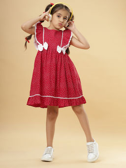 TeenTrums - Ishki Pushki Girls Red Printed Dress