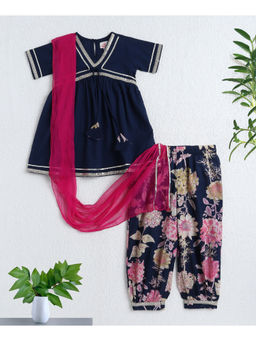 The Magic Wand - Cotton Navy Blue Kurta and Pant & Salwar with Dupatta