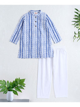 The Magic Wand - Cotton Blue Full Sleeves Stripes Printed Kurta & Pyjama