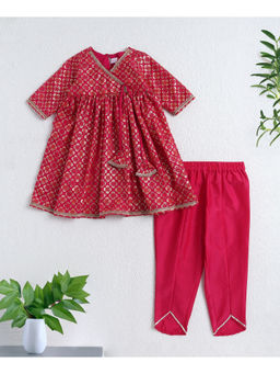 The Magic Wand - Pink Foil Printed Kurti & Pant