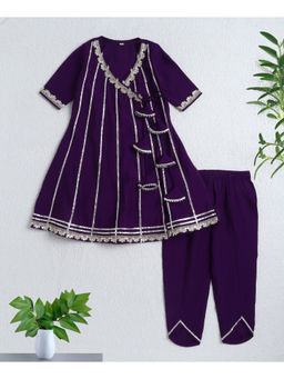 The Magic Wand - Purple Gota Lace Embellished Angrakha Kurta with Pant