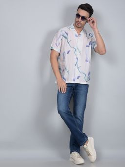CRIMSOUNE CLUB - Men Multi-Color Abstract Print Cuban Collar Shirt