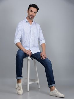 CRIMSOUNE CLUB - Men Blue Floral Print Shirt