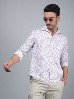 CRIMSOUNE CLUB - Men Purple Printed 100% Cotton Shirt