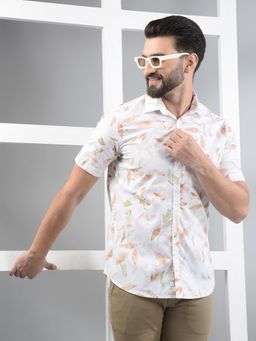 CRIMSOUNE CLUB - Men Multi-Color Floral Print 100% Cotton Shirt